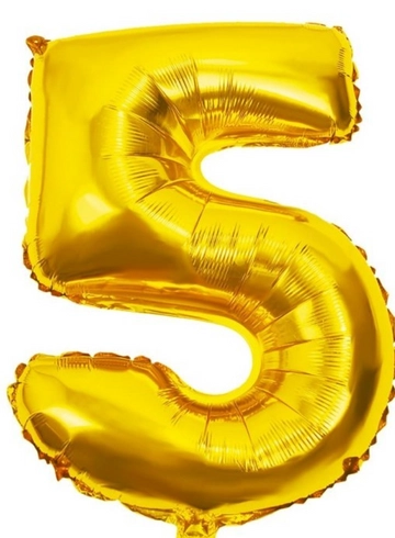 Шары цифра "5" золото  от интернет-магазина цветов в 