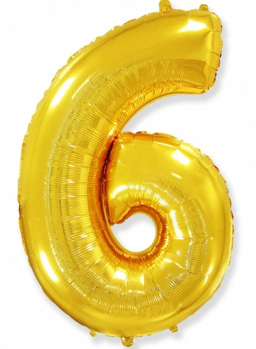Шар цифра "6" золото  от интернет-магазина цветов в 