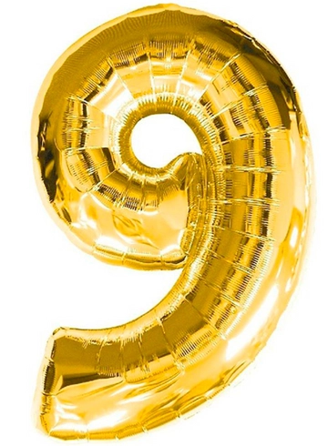 Шар цифра "9" золото  от интернет-магазина цветов в 