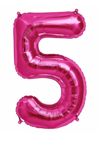 Шар цифра " 5 " малиновый  от интернет-магазина цветов в 