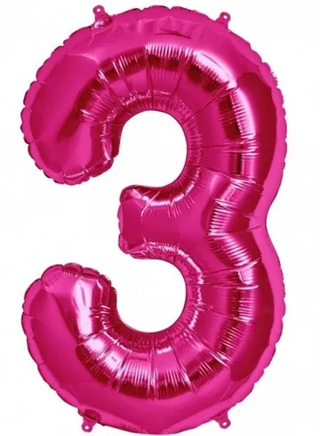 Шар цифра "3" малиновый   от интернет-магазина цветов в 