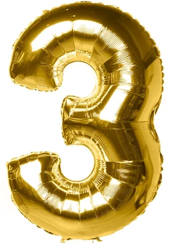Шар цифра "3" золото  от интернет-магазина цветов в 
